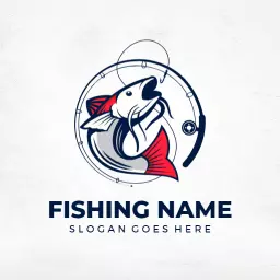 Red stylish fishing logo