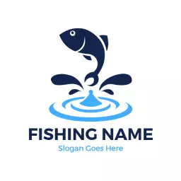 Navy color fishing logo design template