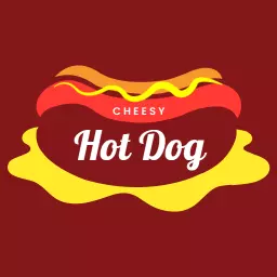 Fun cheesy hot dog logo