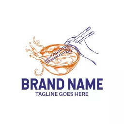 Blue artistic noodle logo