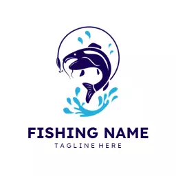 Purple circle fishing logo
