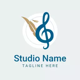 Classic blue circular music logo design