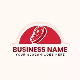 Red badge meat logo template