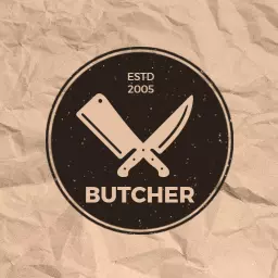 Rustic paper butcher badge logo