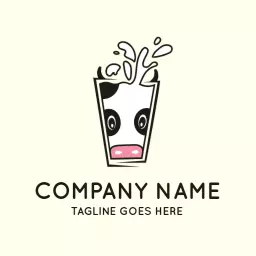 Cute milk glass dairy logo
