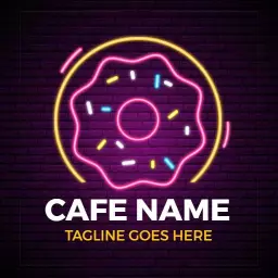 Neon pink cafe logo design