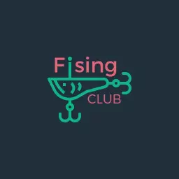 Pink neon fishing logo template