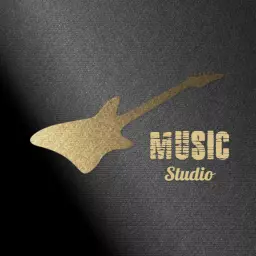 Golden guitar music logo design