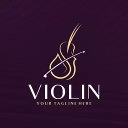 Gold violin music logo design