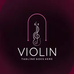 Purple violin design music logo