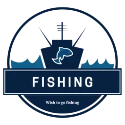 Blue ship fishing logo design