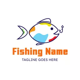 Multicolor cartoon fishing logo