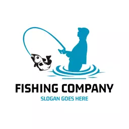 Blue minimal fishing logo