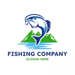 Green mountain fishing logo
