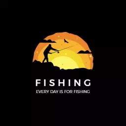 Orange sunset fishing logo