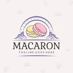 Macaron stack badge dessert logo design