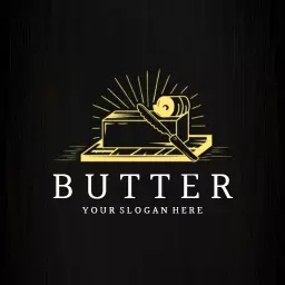 Golden butter machine dairy logo