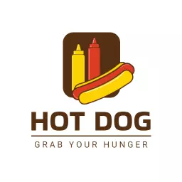 Hot dog logo with minimal red and yellow