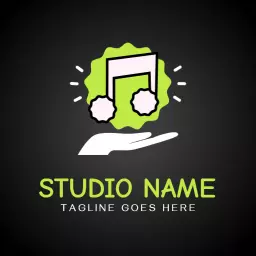 Green badge music logo template