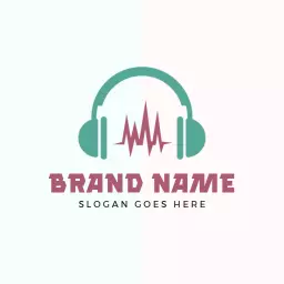 Music logo with headphone