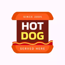 Vintage red hot dog logo