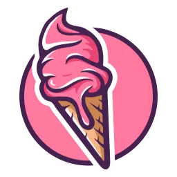Pink ice cream logo design template