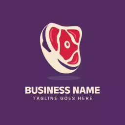 Meat logo with purple-red and meat steak