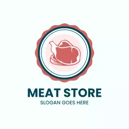 Teal round cleaver meat logo idea