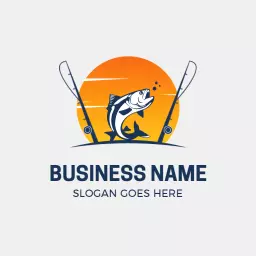 Orange rod fishing logo