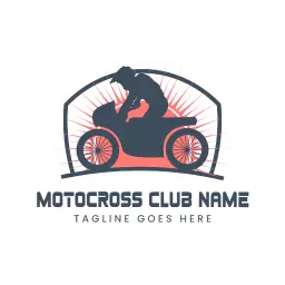 Racing logo with red and navy motocross