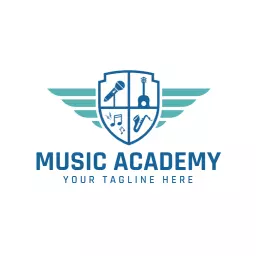 Blue badge music logo design
