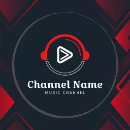 Music logo in modern dark red