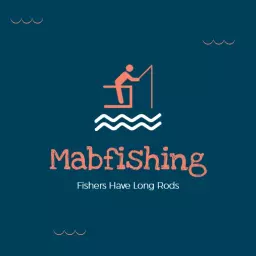 Fishing logo with teal wave