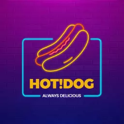 Neon hot dog logo