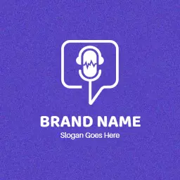 Blue microphone music logo design