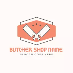Minimal peach butcher logo
