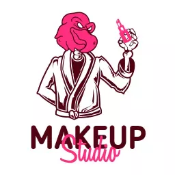 Pink modern makeup studio logo