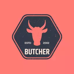 Red hexagon bull butcher logo