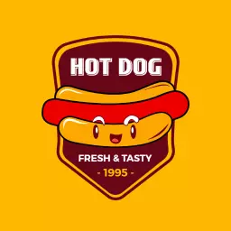 Vintage yellow hot dog logo