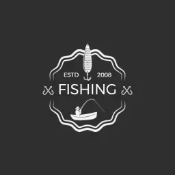 Fishing logo in vintage gray color