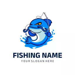 Blue color fishing logo template
