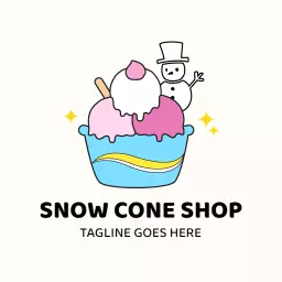 Blue ice cream bowl logo