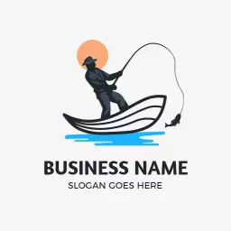 Fishing logo with minimalist boat