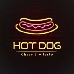 Neon dark color hot dog logo design