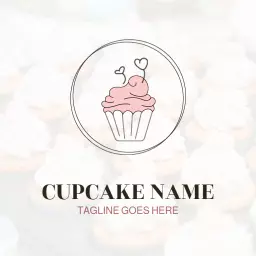 Cute cupcake circle dessert logo idea