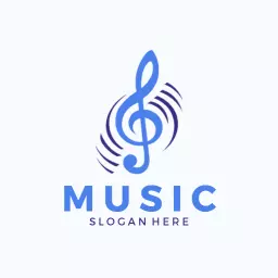 Blue line-art design music logo