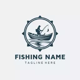 Navy boat fishing logo