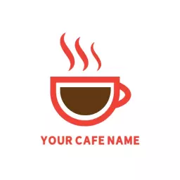 Simple red steaming cafe logo