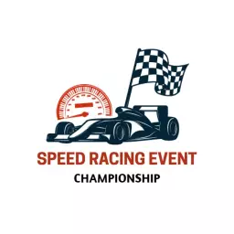 Racing logo with flag and car emblem