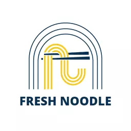 Noodle logo in blue and yellow color